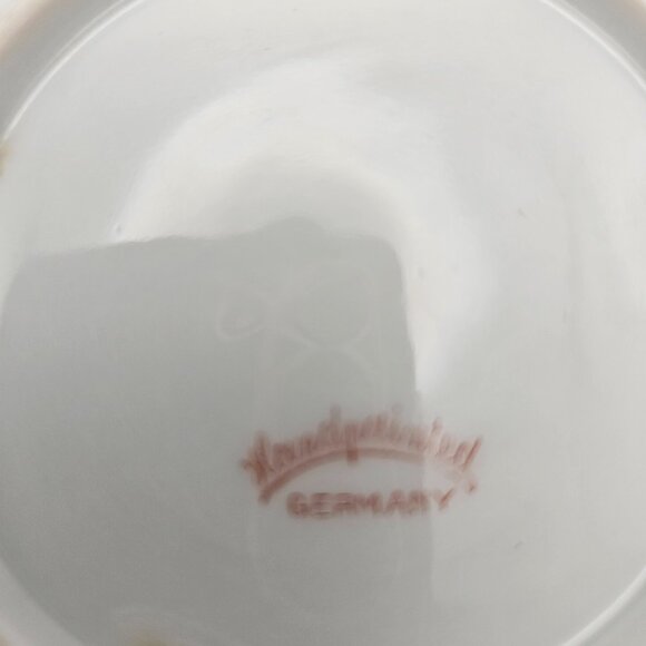 Vintage Handpainted Germany Porcelain Plate – Green Ombre w/ White Fruit & Gold - Picture 6 of 6